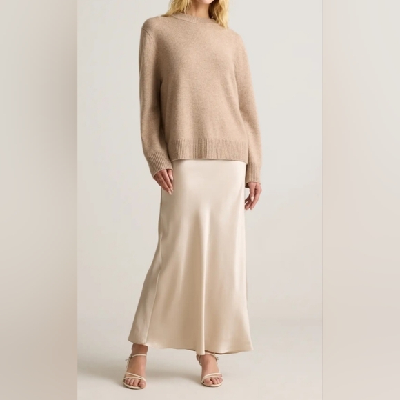 NWT QUINCE 100% Mongolian Cashmere Boxy Crewneck Sweater Oatmeal Size XL - Picture 3 of 17